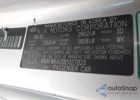 2011 Kia Forte Koup Sx z USA, uszkodzony, nr VIN KNAFW6A31B5327823